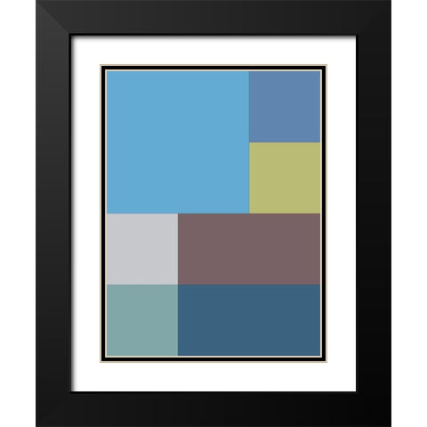 Bright Blocks XIII Black Modern Wood Framed Art Print with Double Matting by Grayscale