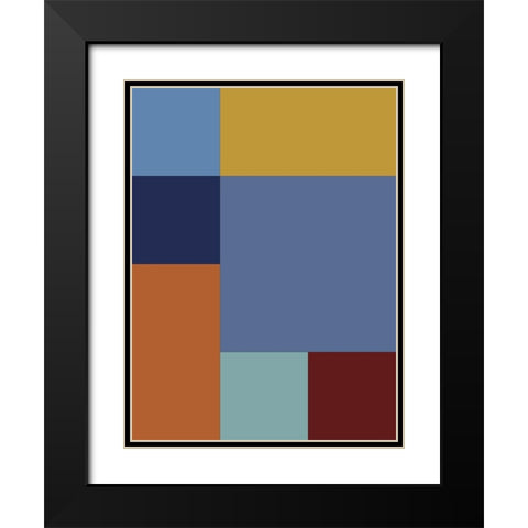 Bright Blocks XIV Black Modern Wood Framed Art Print with Double Matting by Grayscale