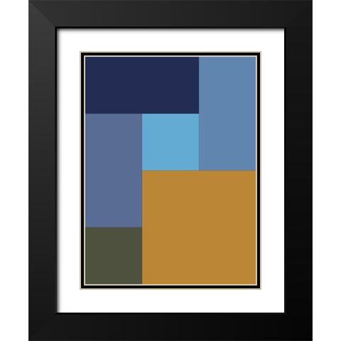 Bright Blocks XV Black Modern Wood Framed Art Print with Double Matting by Grayscale