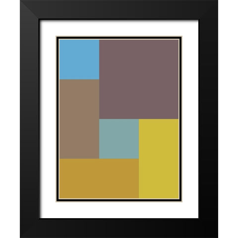 Bright Blocks XVI Black Modern Wood Framed Art Print with Double Matting by Grayscale