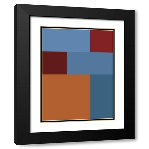 Bright Blocks XVII Black Modern Wood Framed Art Print with Double Matting by Grayscale