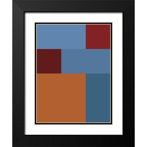 Bright Blocks XVII Black Modern Wood Framed Art Print with Double Matting by Grayscale