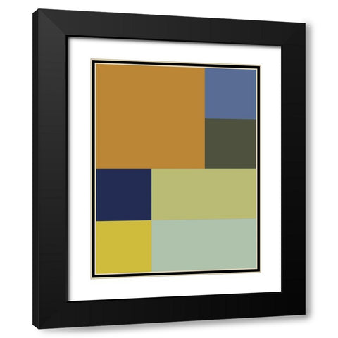 Bright Blocks XVIII Black Modern Wood Framed Art Print with Double Matting by Grayscale