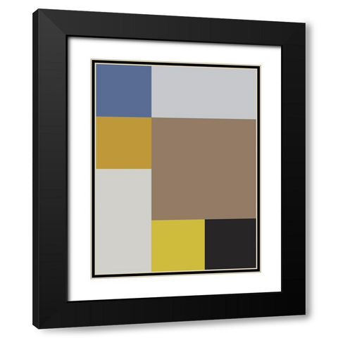 Bright Blocks XIX Black Modern Wood Framed Art Print with Double Matting by Grayscale