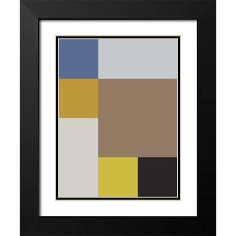 Bright Blocks XIX Black Modern Wood Framed Art Print with Double Matting by Grayscale