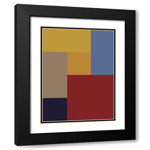 Bright Blocks XX Black Modern Wood Framed Art Print with Double Matting by Grayscale