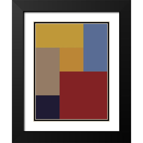 Bright Blocks XX Black Modern Wood Framed Art Print with Double Matting by Grayscale