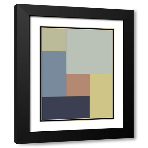 Soft Blocks I Black Modern Wood Framed Art Print with Double Matting by Grayscale