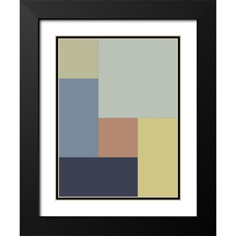 Soft Blocks I Black Modern Wood Framed Art Print with Double Matting by Grayscale