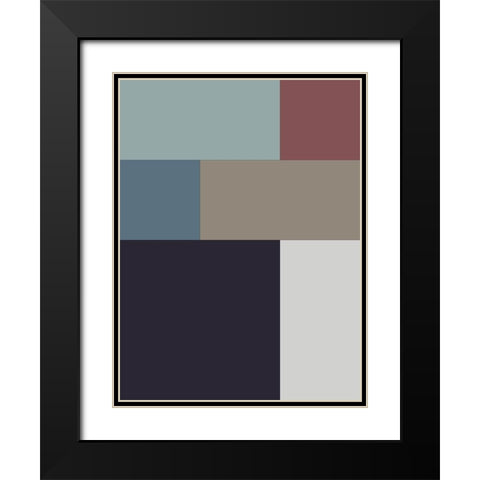 Soft Blocks II Black Modern Wood Framed Art Print with Double Matting by Grayscale