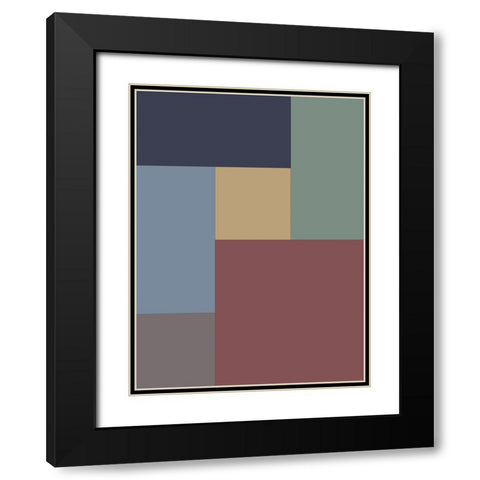Soft Blocks V Black Modern Wood Framed Art Print with Double Matting by Grayscale