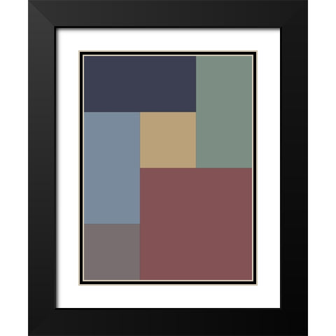 Soft Blocks V Black Modern Wood Framed Art Print with Double Matting by Grayscale
