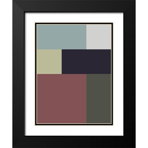 Soft Blocks VII Black Modern Wood Framed Art Print with Double Matting by Grayscale