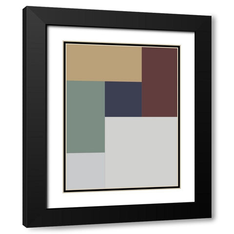 Soft Blocks X Black Modern Wood Framed Art Print with Double Matting by Grayscale