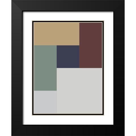 Soft Blocks X Black Modern Wood Framed Art Print with Double Matting by Grayscale