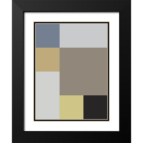 Soft Blocks XIX Black Modern Wood Framed Art Print with Double Matting by Grayscale