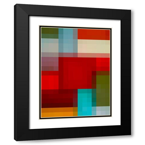 Pixel Blocks I Black Modern Wood Framed Art Print with Double Matting by Grayscale