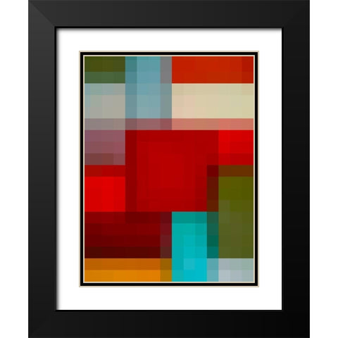 Pixel Blocks I Black Modern Wood Framed Art Print with Double Matting by Grayscale