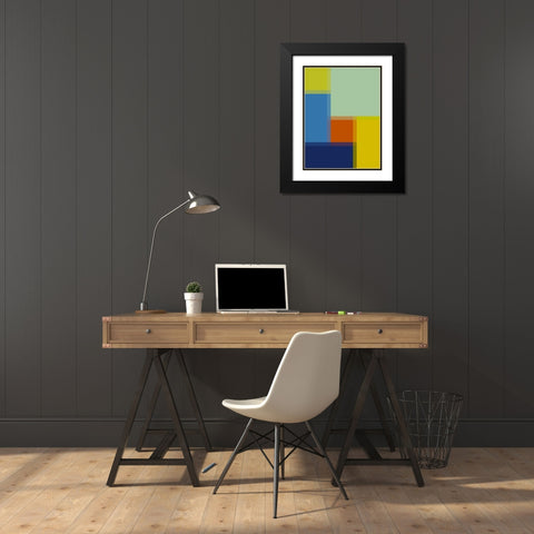 Pixel Blocks III Black Modern Wood Framed Art Print with Double Matting by Grayscale