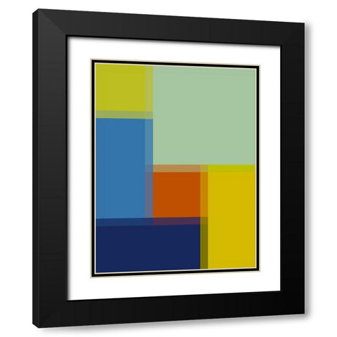 Pixel Blocks III Black Modern Wood Framed Art Print with Double Matting by Grayscale
