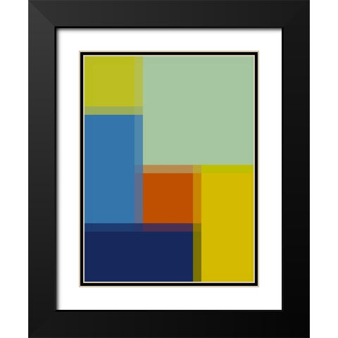 Pixel Blocks III Black Modern Wood Framed Art Print with Double Matting by Grayscale