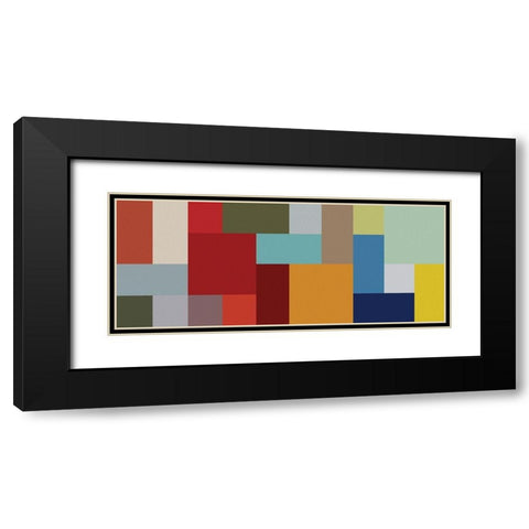 Bright Blocks Wide II Black Modern Wood Framed Art Print with Double Matting by Grayscale