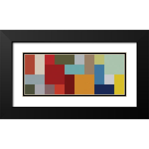 Bright Blocks Wide II Black Modern Wood Framed Art Print with Double Matting by Grayscale