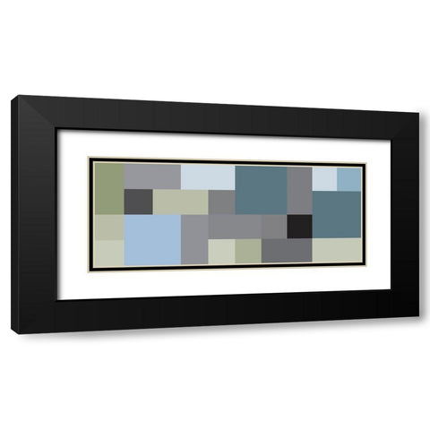 Bright Blocks Wide III Black Modern Wood Framed Art Print with Double Matting by Grayscale