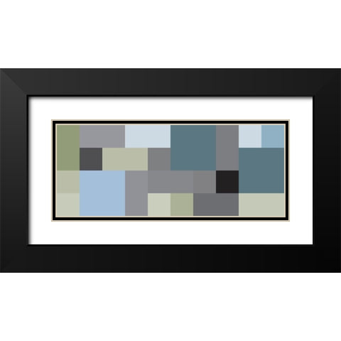 Bright Blocks Wide III Black Modern Wood Framed Art Print with Double Matting by Grayscale