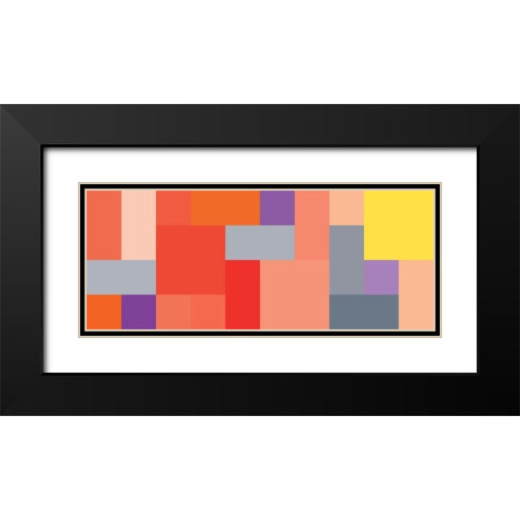 Bright Blocks Wide IV Black Modern Wood Framed Art Print with Double Matting by Grayscale