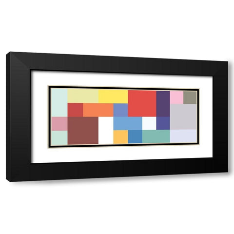 Bright Blocks Wide V Black Modern Wood Framed Art Print with Double Matting by Grayscale