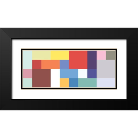 Bright Blocks Wide V Black Modern Wood Framed Art Print with Double Matting by Grayscale