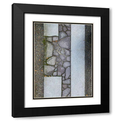 Stone Stripe I Black Modern Wood Framed Art Print with Double Matting by Grayscale