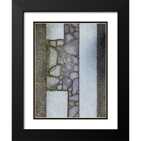 Stone Stripe I Black Modern Wood Framed Art Print with Double Matting by Grayscale