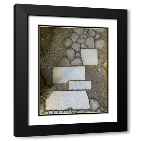 Stone Stripe II Black Modern Wood Framed Art Print with Double Matting by Grayscale