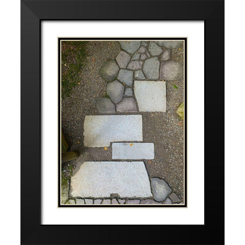 Stone Stripe II Black Modern Wood Framed Art Print with Double Matting by Grayscale