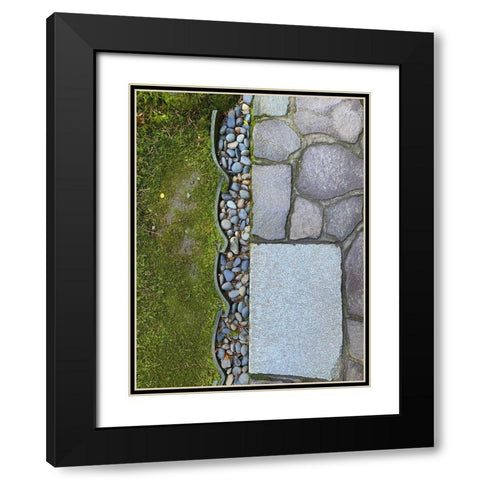 Stone Stripe III Black Modern Wood Framed Art Print with Double Matting by Grayscale