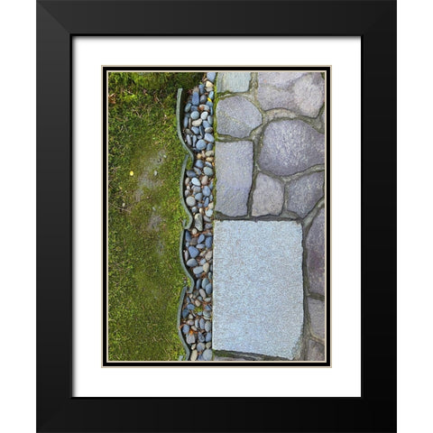 Stone Stripe III Black Modern Wood Framed Art Print with Double Matting by Grayscale