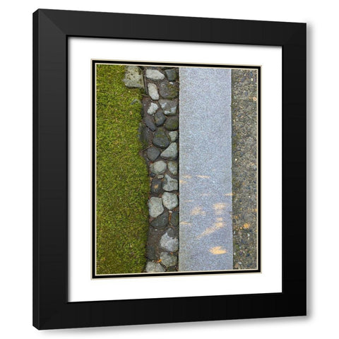Stone Stripe IV Black Modern Wood Framed Art Print with Double Matting by Grayscale
