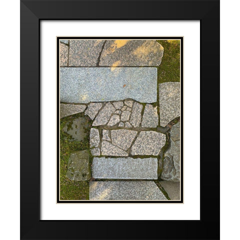 Stone Stripe V Black Modern Wood Framed Art Print with Double Matting by Grayscale