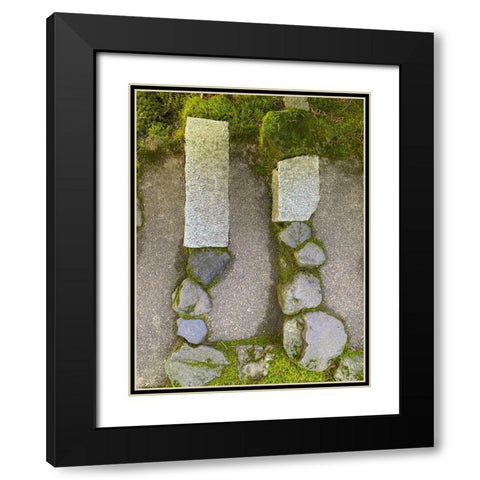 Stone Stripe VI Black Modern Wood Framed Art Print with Double Matting by Grayscale
