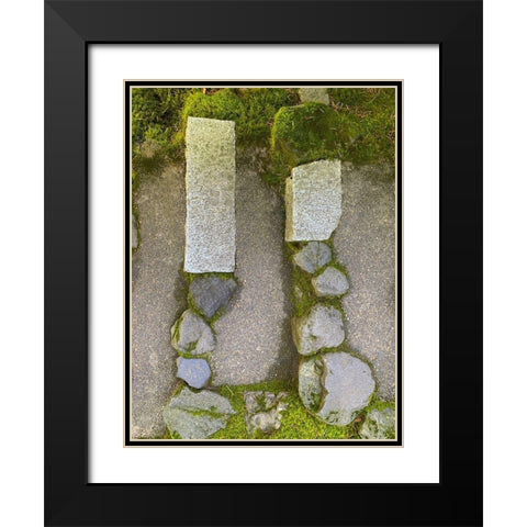 Stone Stripe VI Black Modern Wood Framed Art Print with Double Matting by Grayscale