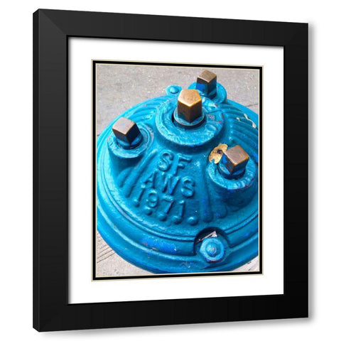 Blue Fire Hydrant I Black Modern Wood Framed Art Print with Double Matting by Grayscale