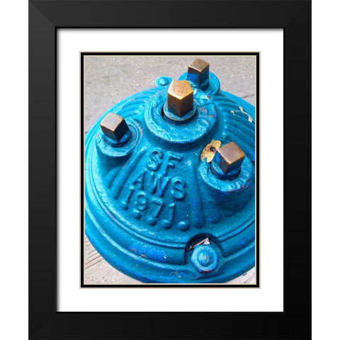 Blue Fire Hydrant I Black Modern Wood Framed Art Print with Double Matting by Grayscale