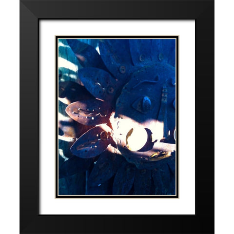 Sun Face Black Modern Wood Framed Art Print with Double Matting by Grayscale