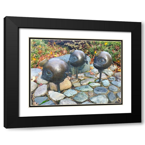 Bubble Fish Black Modern Wood Framed Art Print with Double Matting by Grayscale