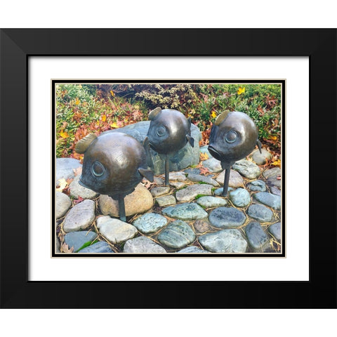 Bubble Fish Black Modern Wood Framed Art Print with Double Matting by Grayscale