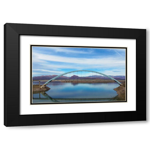 Roosevelt Lake Bridge Black Modern Wood Framed Art Print with Double Matting by Popcorn