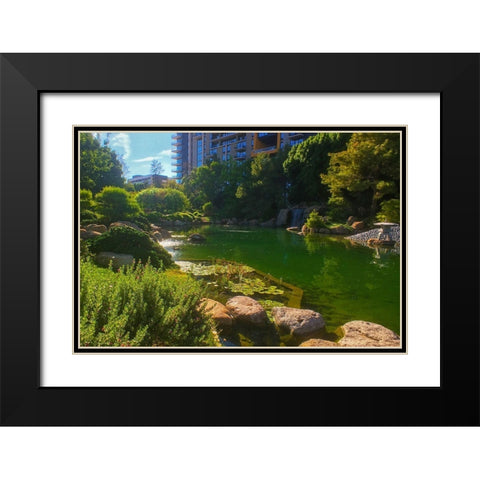 Japanese Friendship Garden IV Black Modern Wood Framed Art Print with Double Matting by Tenoever, William