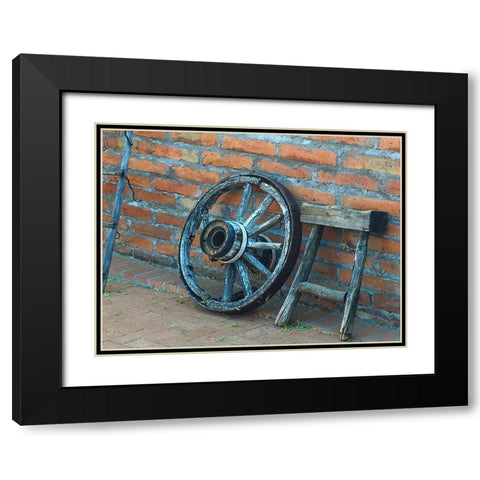 Wagon Wheel Black Modern Wood Framed Art Print with Double Matting by Popcorn